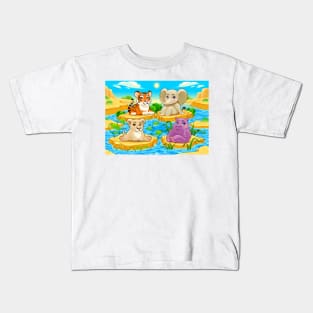 Baby cute Jungle animals in a natural landscape Kids T-Shirt